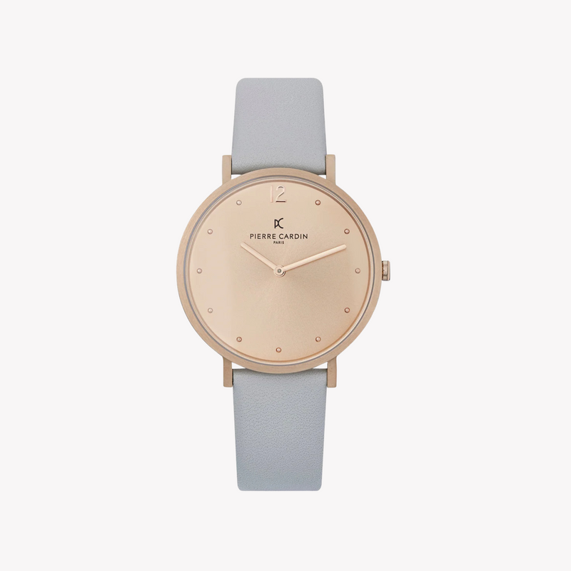 Pierre Cardin Women's Gray Leather Watch, Rose Gold Case | Cbv.1011 by i-watch