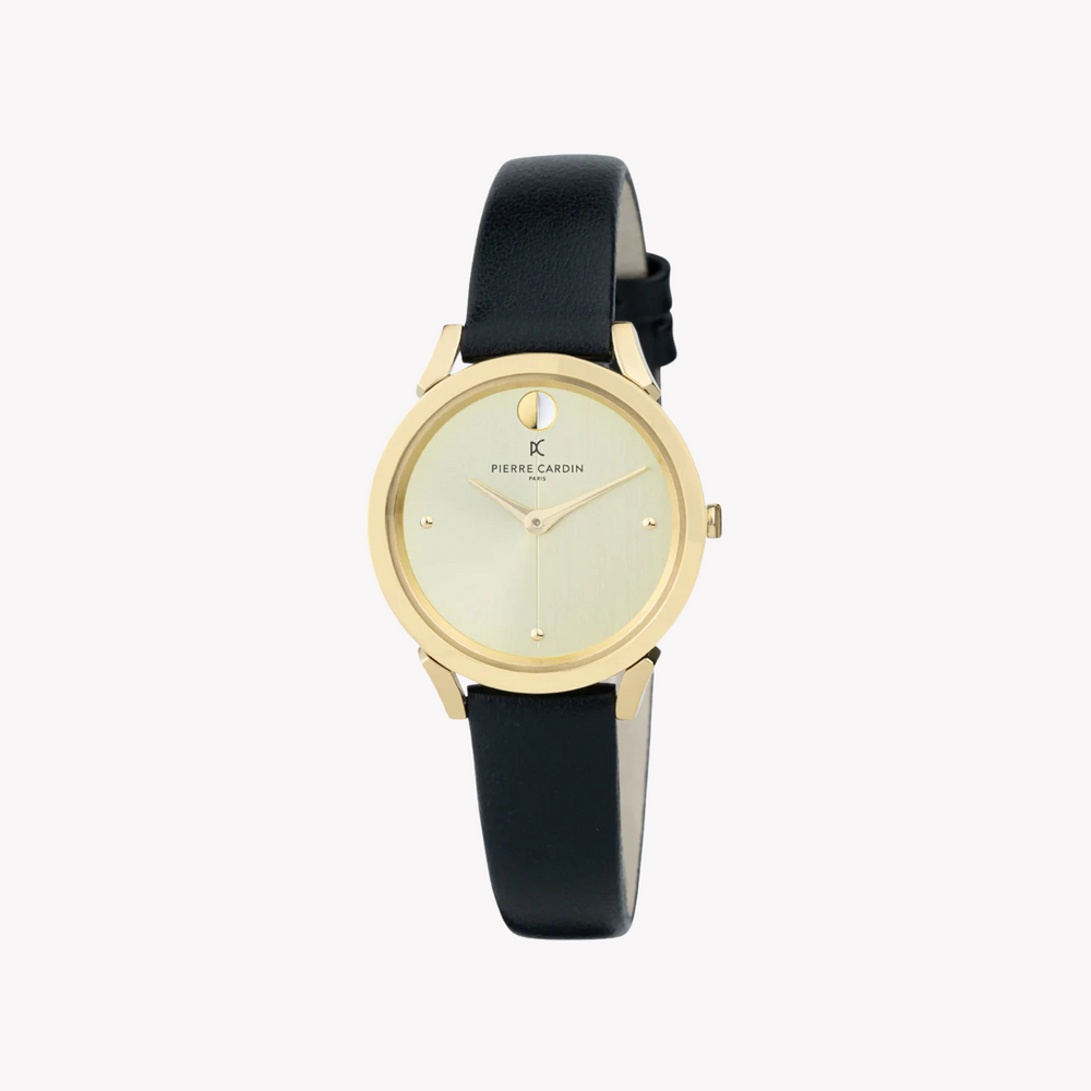 Pierre Cardin Women's Black Leather, Gold Case | Cpi.2533 by i-watch