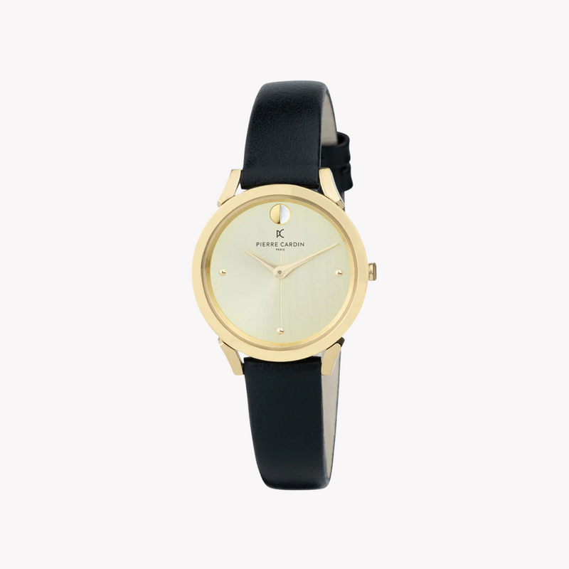 Pierre Cardin Women's Black Leather, Gold Case | Cpi.2533 by i-watch