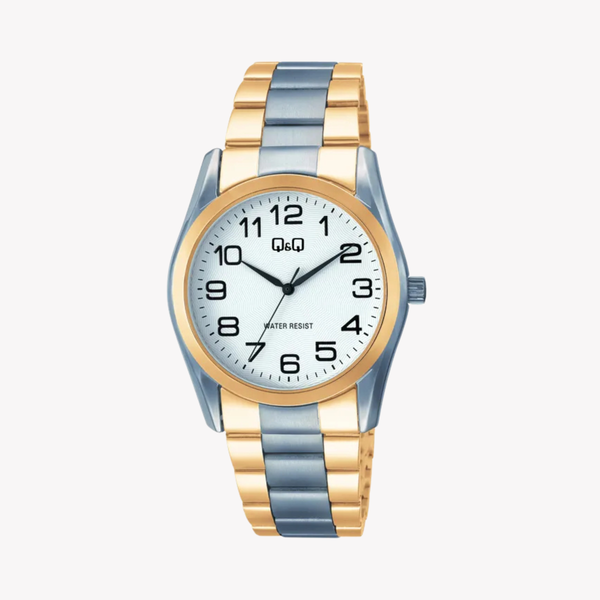 Q&Q Men's Silver & Gold Watch, White Dial | C58A-004PY