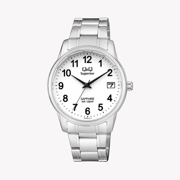 Q&Q Men's Silver Watch, White Dial | S330J214Y