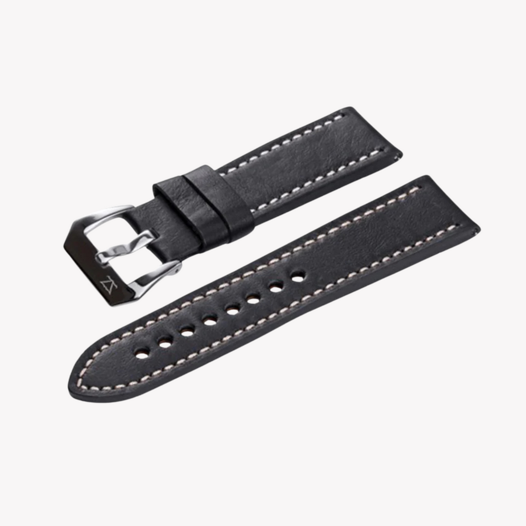 Zink Men's Leather Watch Band - Black | Zlb003bs