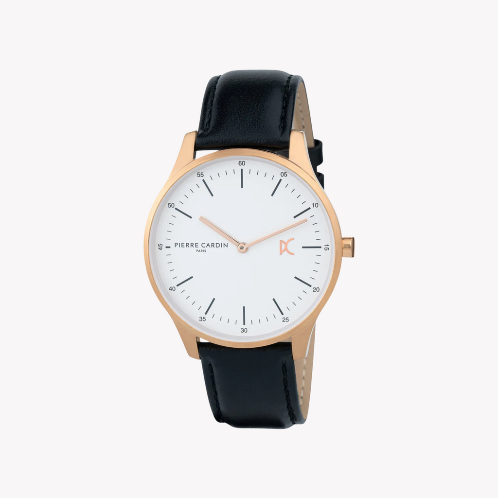 PIERRE CARDIN CBA.4006 MONTRE ÉLÉGANTE - MONTRE POUR HOMMES DE LUXE EN OR ROSE ET CUIR NOIR