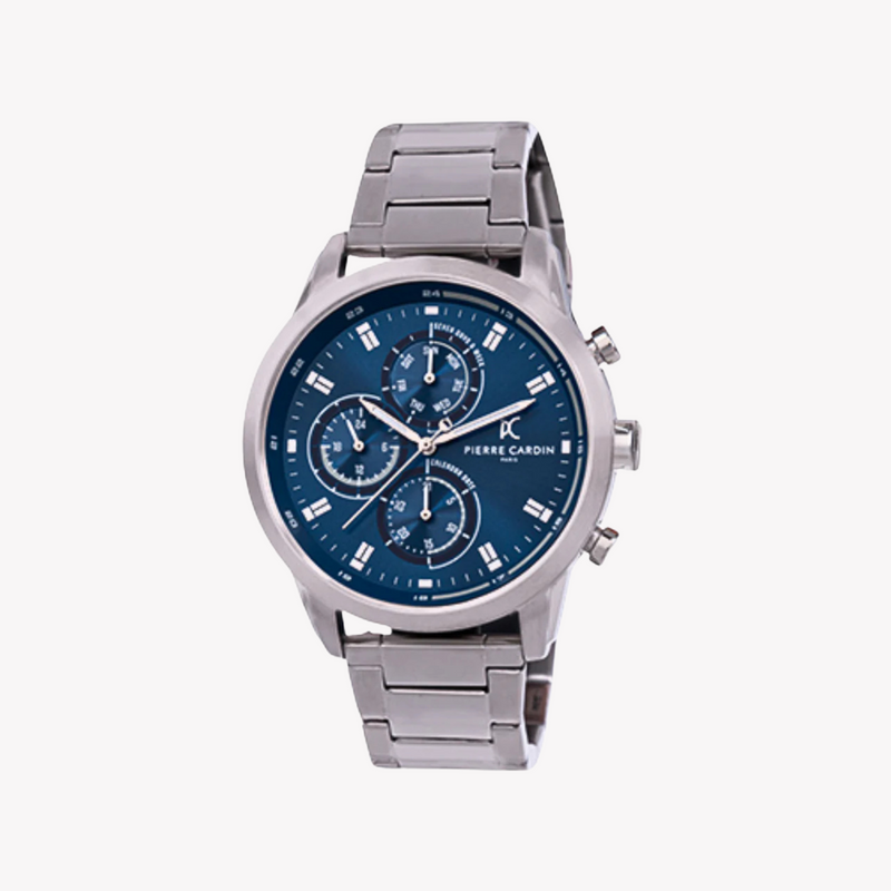 Pierre Cardin Men's Silver Metal Watch, Blue Dial | Ccp.5005 by i-watch