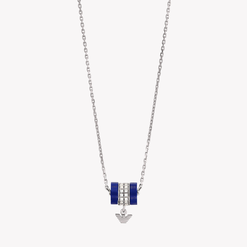 Emporio Armani Women's Silver Necklace, Lapis Lazuli Pendant | EG3570040