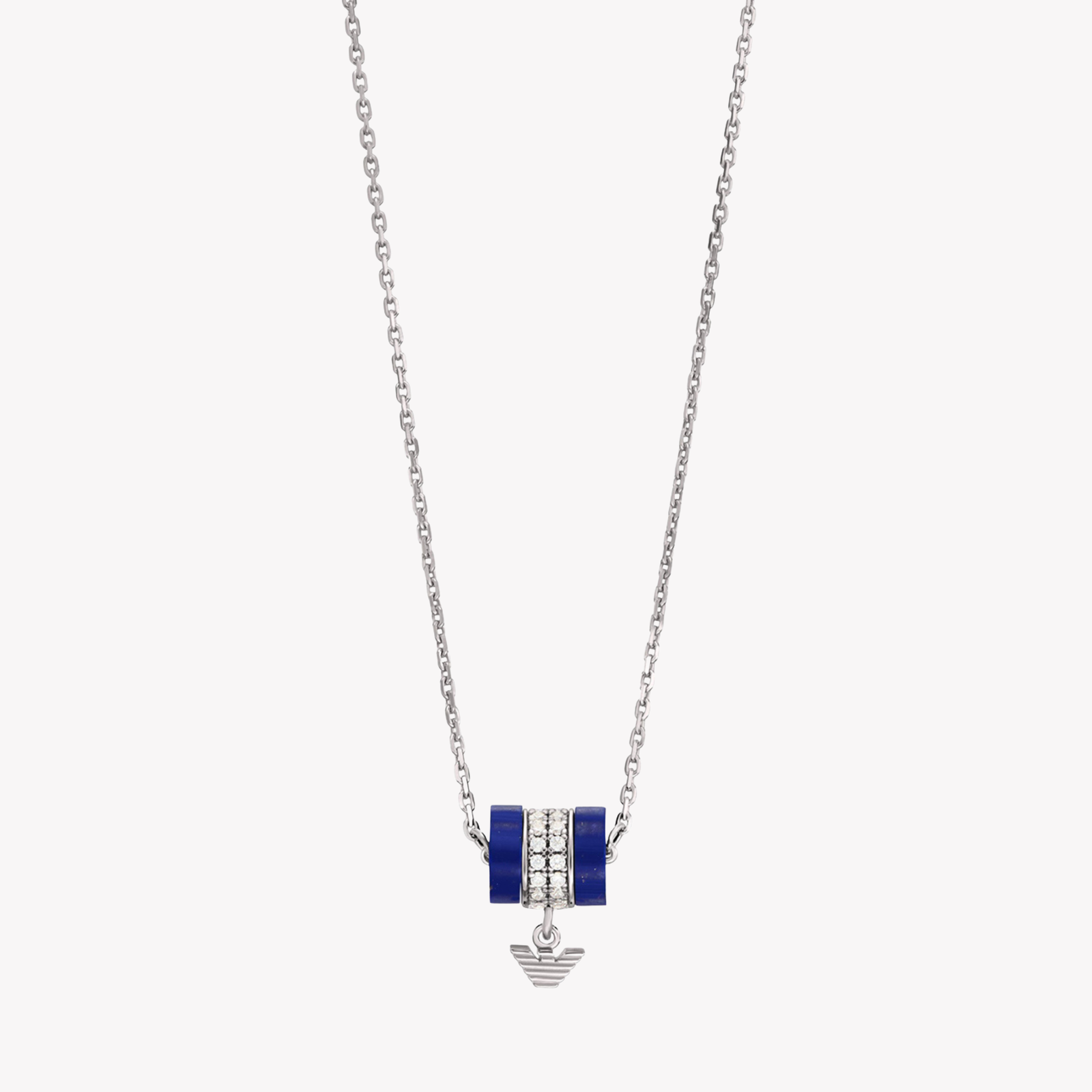 Emporio Armani Women's Silver Necklace, Lapis Lazuli Pendant | EG3570040