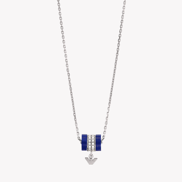 Emporio Armani Women's Silver Necklace, Lapis Lazuli Pendant | EG3570040