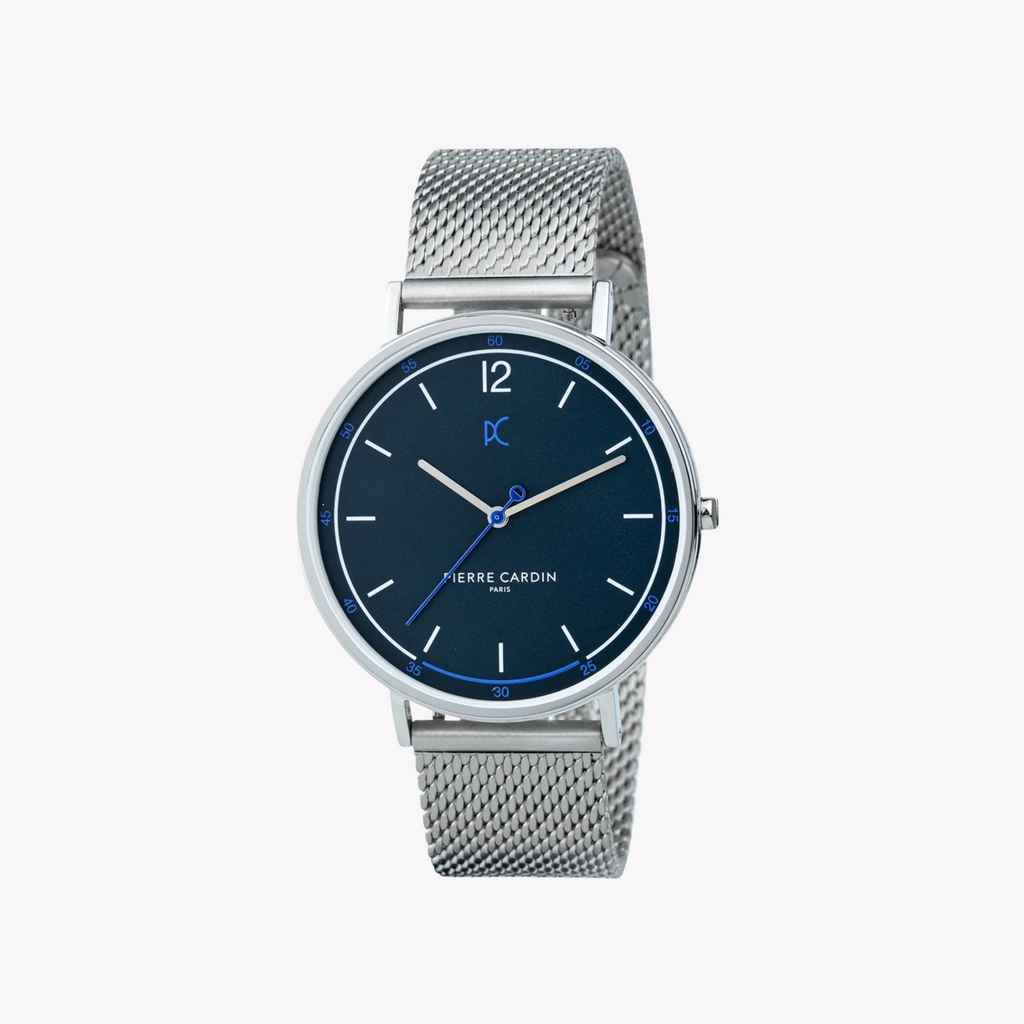 Pierre Cardin Men's Silver Stainless Steel Watch, Blue Dial | Cbn.3006