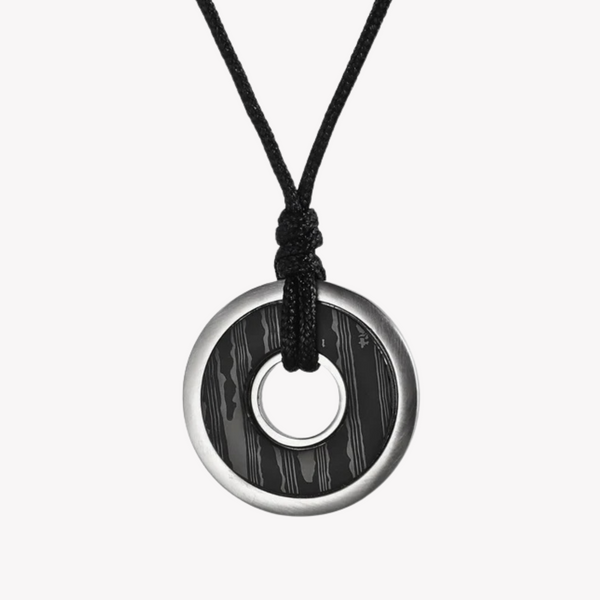 Zink Men's Necklace - Black Stainless Steel & Carbon Fiber | Zjpd027-S