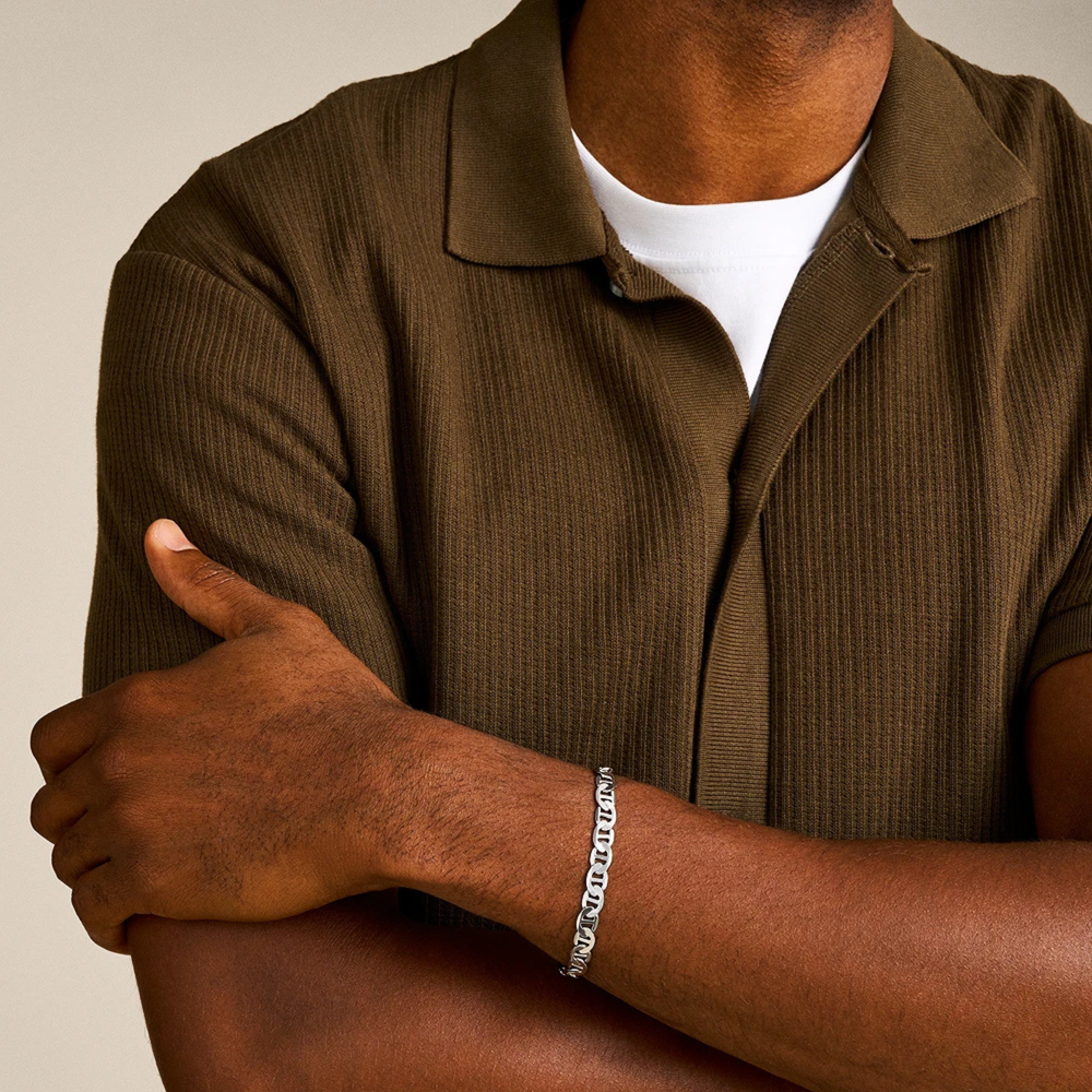 Fossil Unisex Silver Bracelet, Heritage Anchor Chains | JA7239040