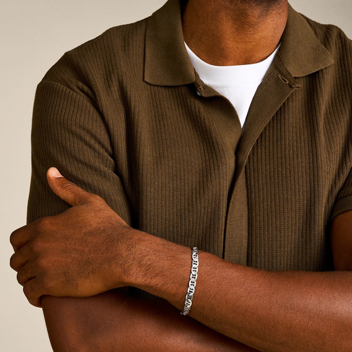 Fossil Unisex Silver Bracelet, Heritage Anchor Chains | JA7239040