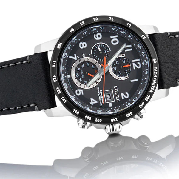Citizen At8124-08h Modern Precision - Men's Eco-Drive Silver & Black Leather Watch by i-watch