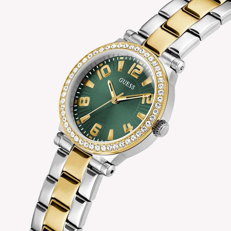 Guess Women's Gold & Silver Watch, Green Dial | Gw0686l2 by i-watch