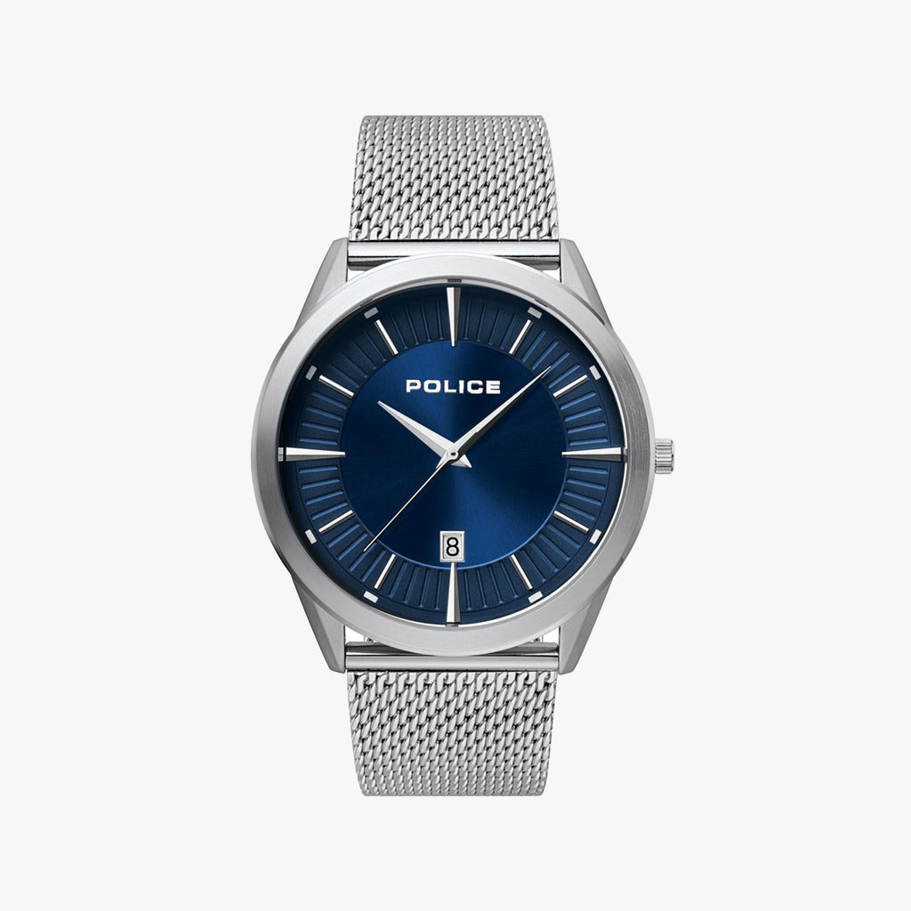POLICE P15305JS03MM - TIMELESS ELEGANCE MEN'S WATCH WITH BLUE DIAL & SILVER STAINLESS STEEL
