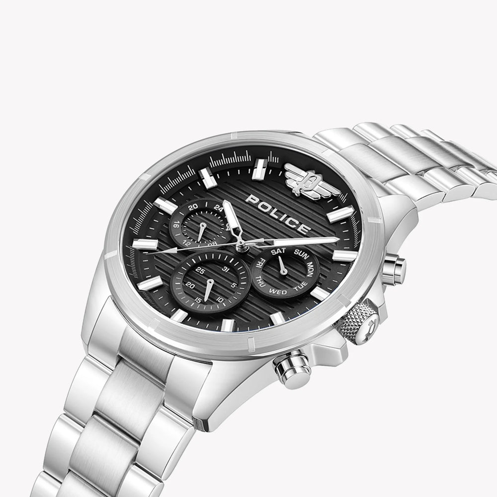 Police Men's Silver Stainless Steel, Black Dial | Pewjk2227806 by i-watch