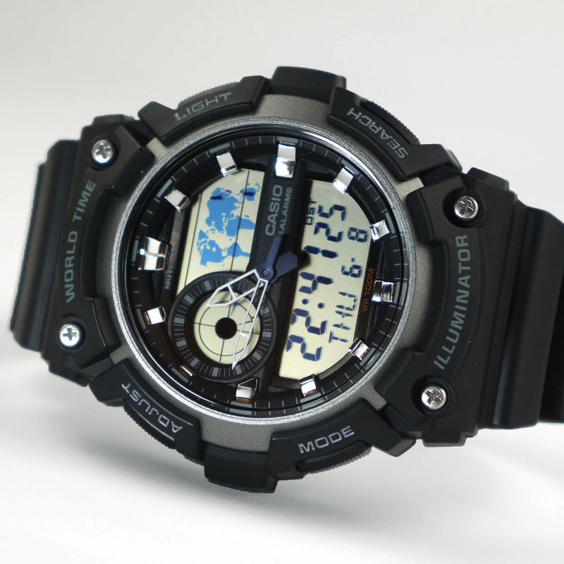 Casio Aeq-200w-1avdf - Maximum Performance Men's Watch With Sporty Black Design by i-watch