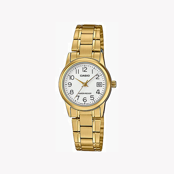 Casio Women's Gold Watch, White Dial | Ltp-V002g-7b2 by i-watch