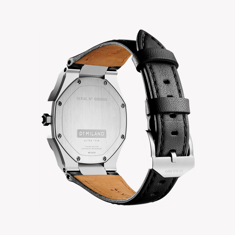 D1 MILANO Women's Silver Stainless Steel, Black Leather | D1-UTLL13 by i-watch