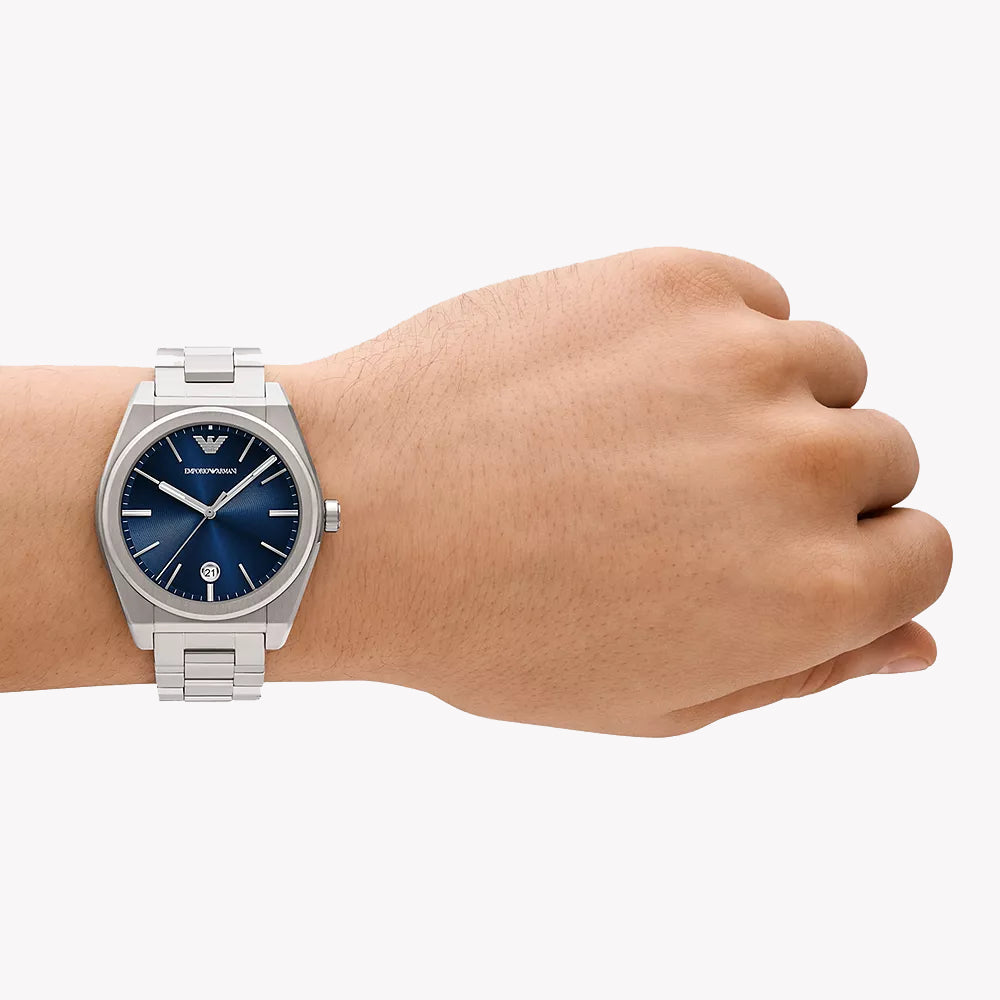 EMPORIO ARMANI AR11620 - BOLD SOPHISTICATION MEN'S WATCH WITH STUNNING BLUE DIAL & STAINLESS STEEL BAND-i-Watch-4