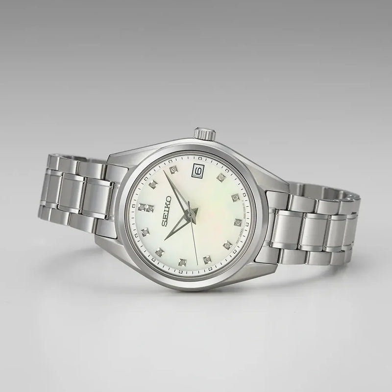 Seiko Women's Silver Stainless Steel Watch, White Dial | Sur579p1 by i-watch