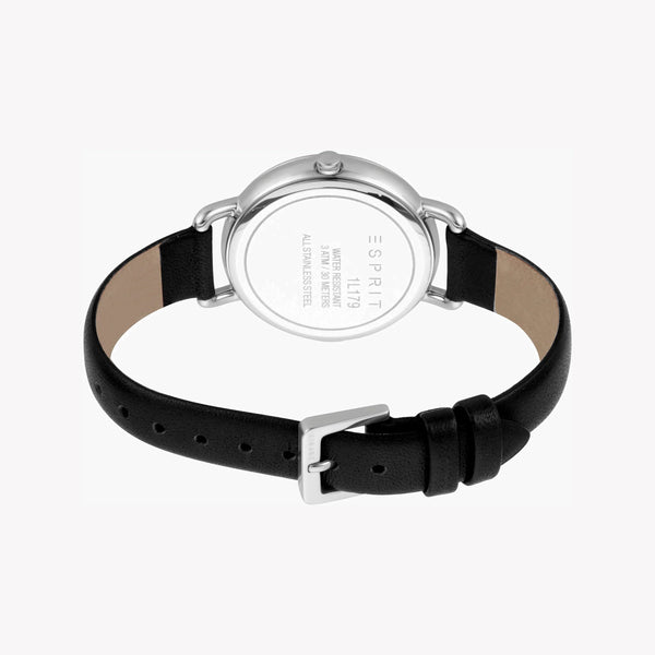 Esprit Women's Black Leather Watch, Silver Dial | Es1l104m0015 by i-watch