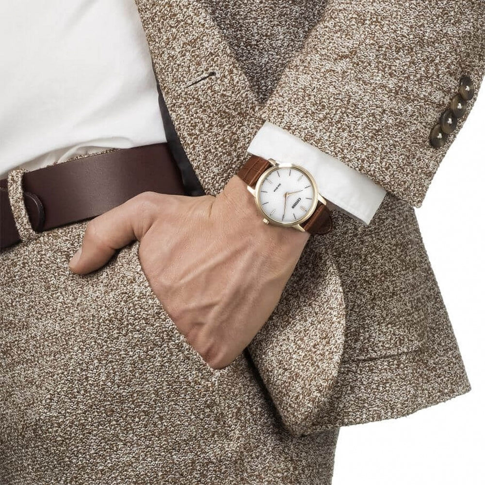 CITIZEN Eco-Drive AR1133-15A - BOLD SOPHISTICATION MEN'S WATCH in Rose Gold & Brown Leather-i-Watch-2