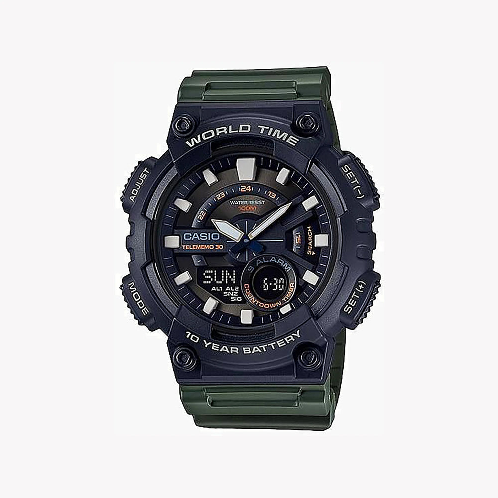 Casio Aeq-110w-3avdf - Sporty Adventurer Men's Watch With Bold Black Case & Green Band by i-watch