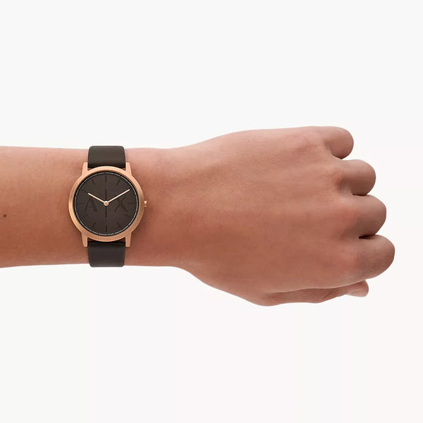 A|X Armani Exchange Men's Brown Leather Watch, Gold | Ax2873 by i-watch
