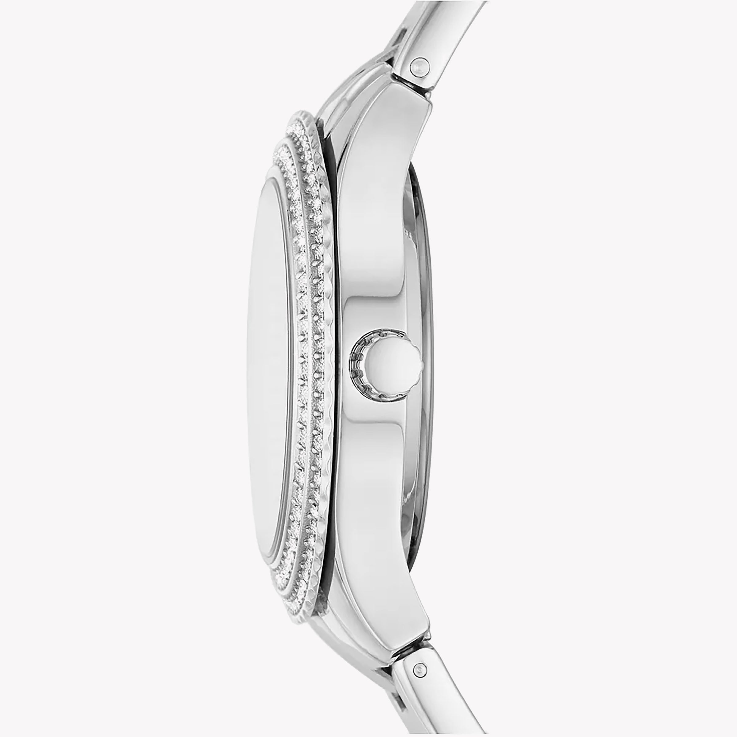 FOSSIL ES5137 - ELEGANT TIMEPIECE - WHITE MOTHER-OF-PEARL DIAL & SILVER STAINLESS STEEL BAND