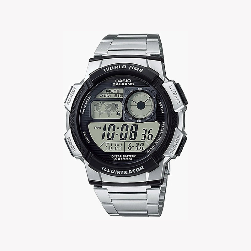 Casio Men's Silver Watch, Black Dial | Ae-1000wd-1avdf by i-watch