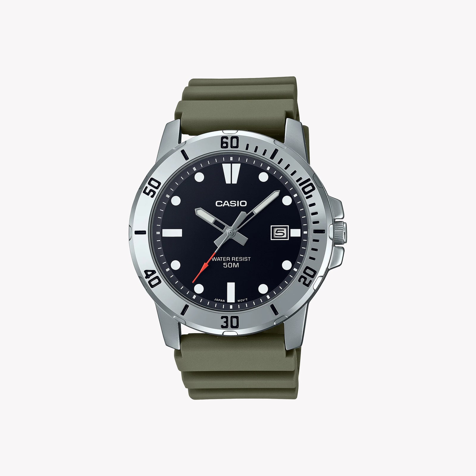 Casio Men's Green Resin Watch, Black Dial | Mtp-Vd01-3ev by i-watch