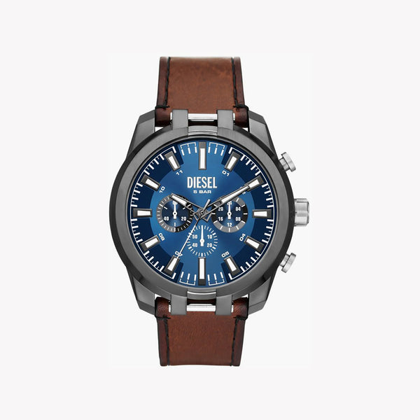 DIESEL DZ4643 BOLD ADVENTURE - MEN'S SPORTY CHRONOGRAPH WATCH WITH BLACK STAINLESS STEEL & BROWN LEATHER