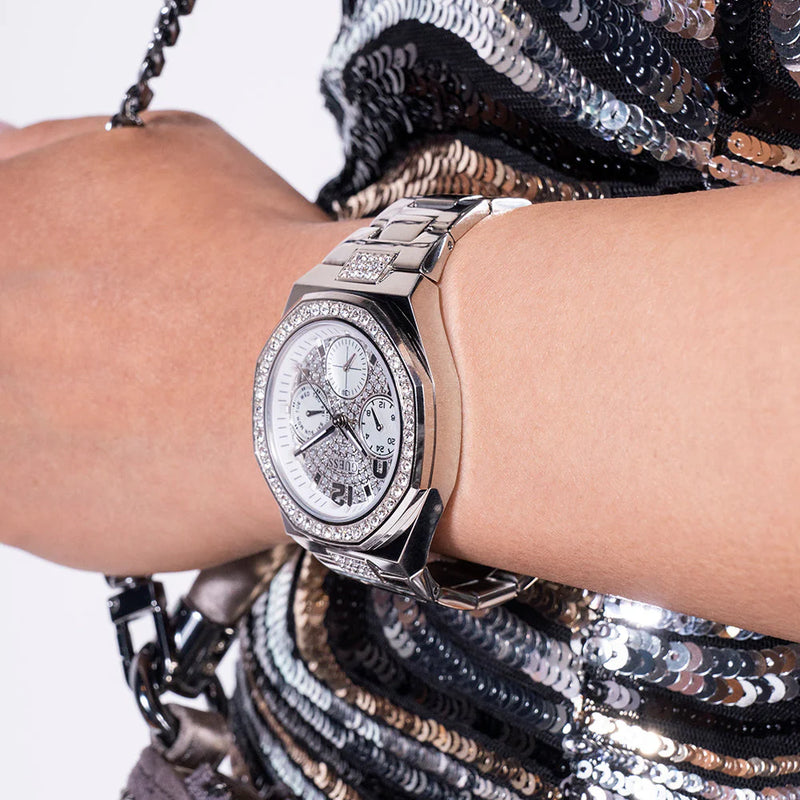 Guess Women's Silver Stainless Steel Watch, Silver Dial | Gw0777l1 by i-watch