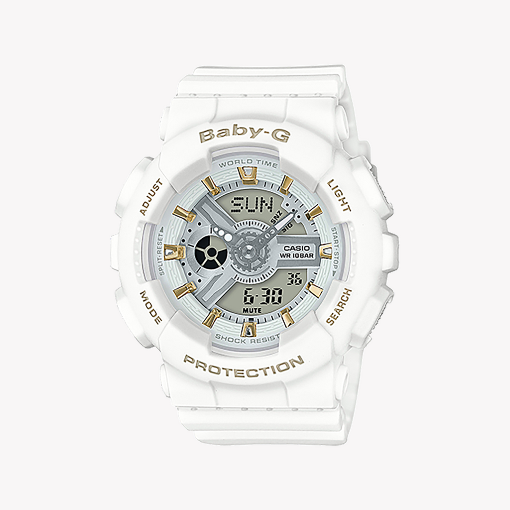 BABY-G BA-110GA-7A1DR - ADVENTURE-READY WHITE RESIN WOMEN'S WATCH with Sporty Style & Precision Performance