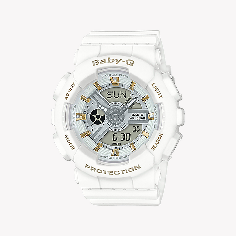 BABY-G BA-110GA-7A1DR - ADVENTURE-READY WHITE RESIN WOMEN'S WATCH with Sporty Style & Precision Performance