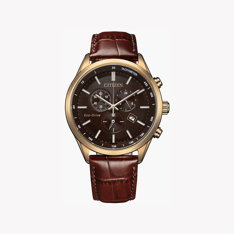 Citizen At2573-07x Rose Gold Sophistication - Modern Men's Watch With Leather Band & Chronograph by i-watch