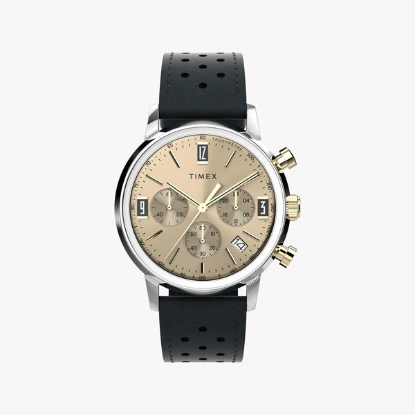 Timex Men's Copper Dial Watch, Black Leather Strap | Tw2w10000 by i-watch