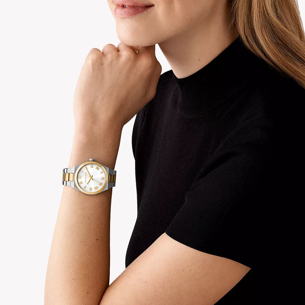 MICHAEL KORS MK7464 - ELEGANT TIMEPIECE FOR THE MODERN WOMAN - SILVER-GOLD STAINLESS STEEL WATCH