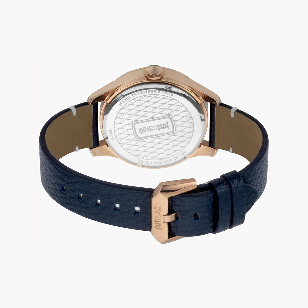 JUST CAVALLI JC1G108L0025 ELEGANT BLUE LEATHER MEN'S TIMEPIECE - ROSE GOLD SOPHISTICATION-i-Watch-3