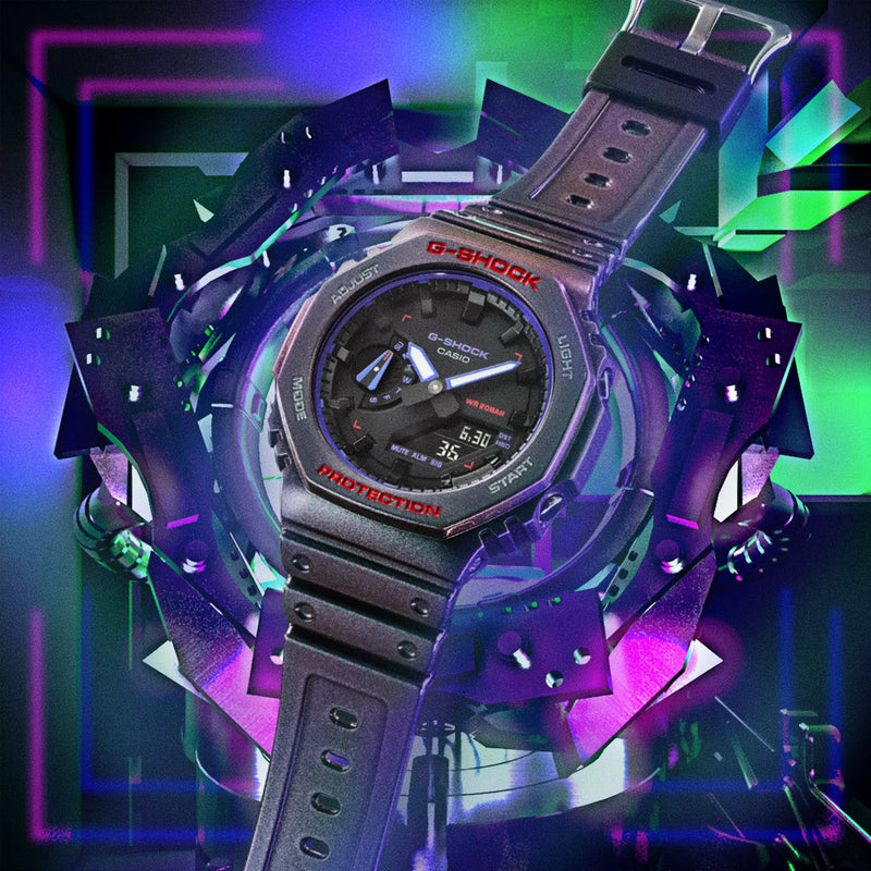 G-Shock Men's Purple Resin Watch, Black Dial | Ga-2100ah-6adr by i-watch