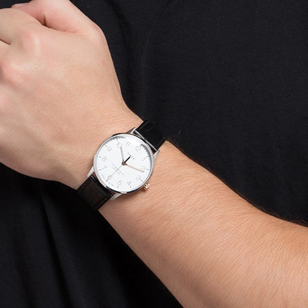 Timex Men's Black Leather Watch, White Dial | Tw2r71300