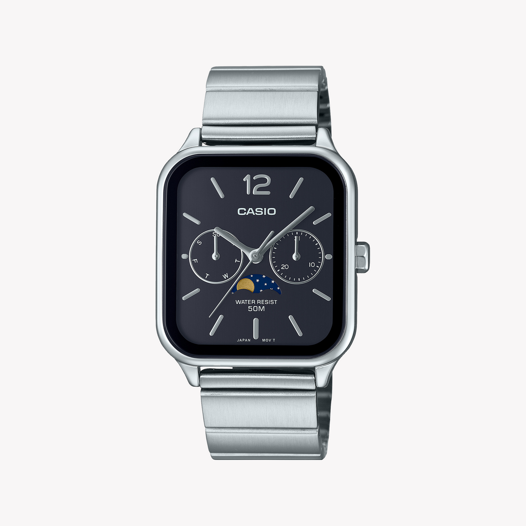 CASIO MTP-M305D-1AVDF - SPORTY STYLISH TIMEPIECE FOR MEN - BLACK DIAL, STAINLESS STEEL BAND