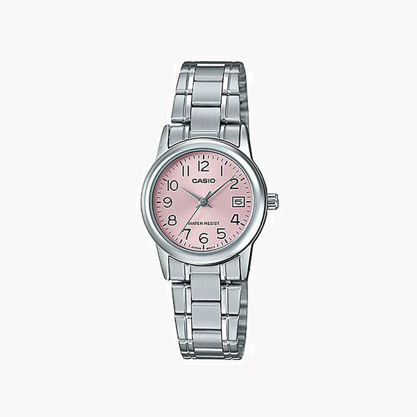 Casio Women's Silver Stainless Steel Watch, Rose Dial | Ltp-V002d-4b by i-watch