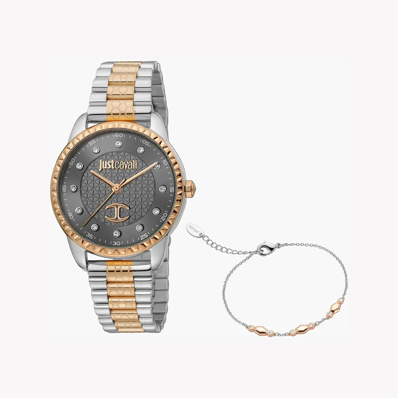 Just Cavalli Women's Silver & Rose Gold Watch, Gray Dial | Jc1l176m0095 by i-watch