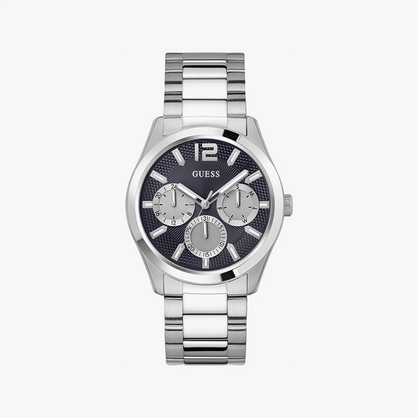 Guess Men's Silver Stainless Steel Watch, Black Dial | Gw0707g1 by i-watch