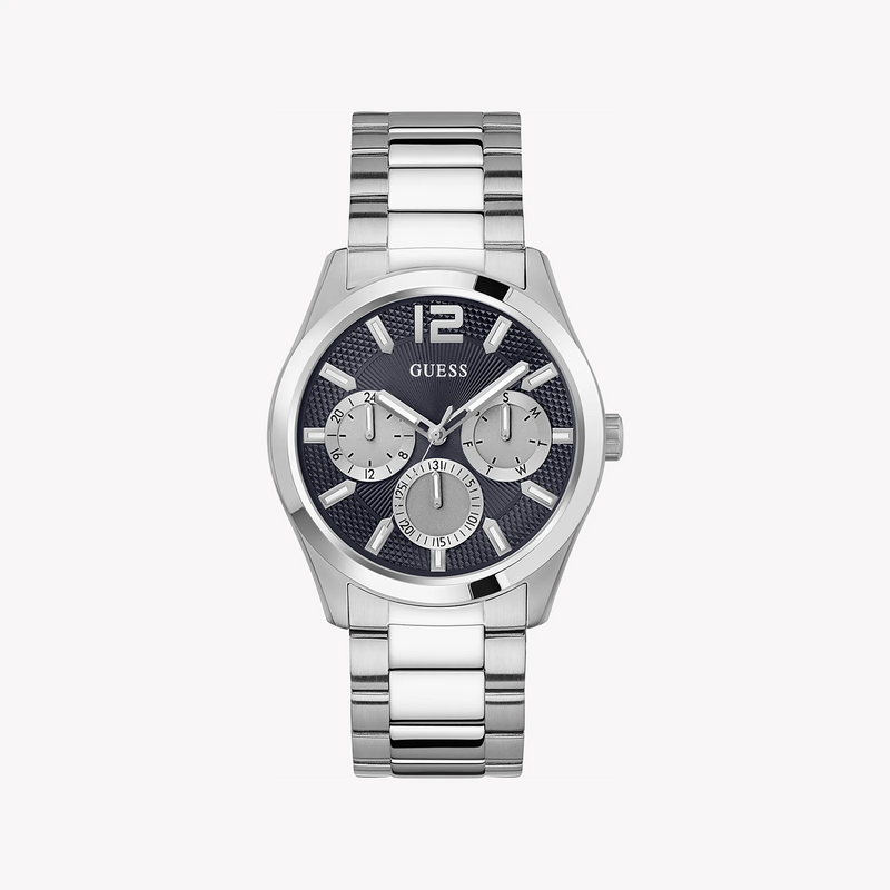 Guess Men's Silver Stainless Steel Watch, Black Dial | Gw0707g1 by i-watch