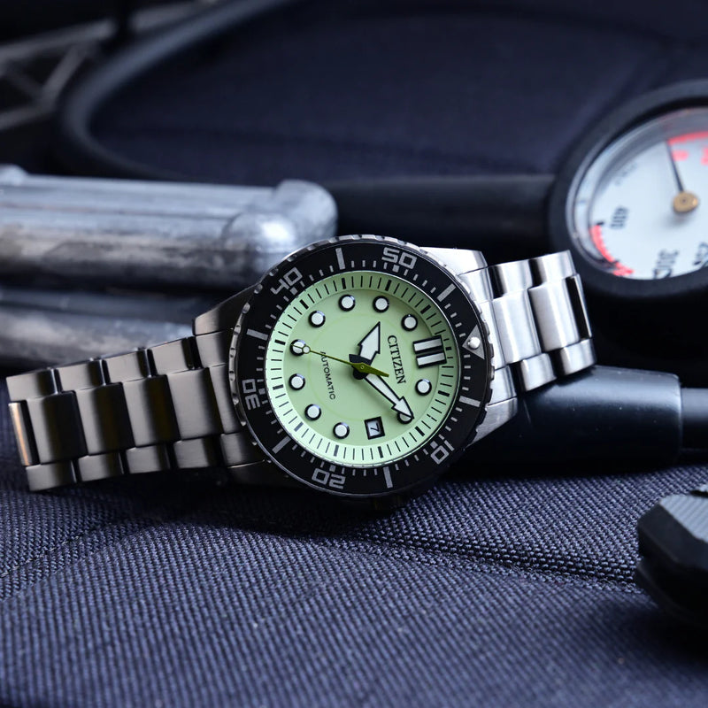 Citizen Men's Black Stainless Steel, Green Dial | Nj0177-84x by i-watch