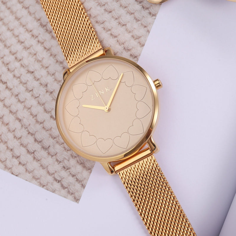 Zink Women's Watch With Gold Stainless Steel Case And Gold Stainless Steel Band by i-watch