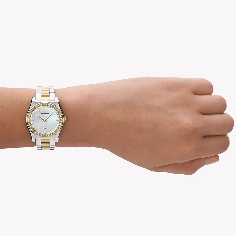 Emporio Armani Women's Silver/Gold Watch, White Dial | Ar11559 by i-watch