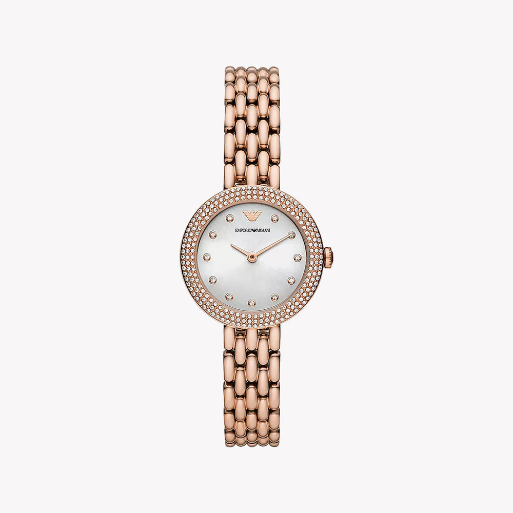 Emporio Armani Women's Rose Gold Watch, Silver Dial | Ar11508 by i-watch